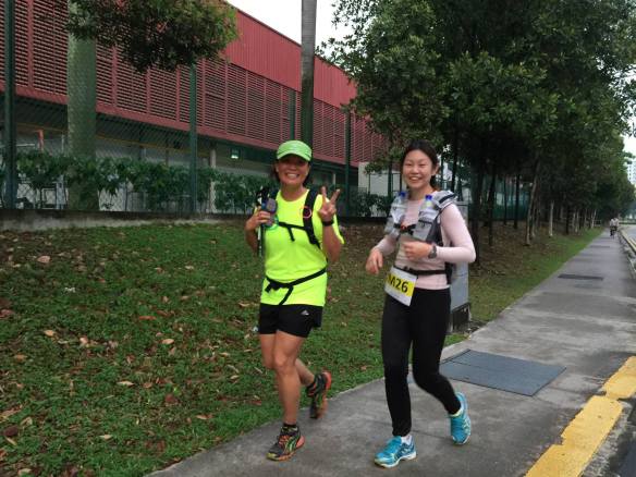 With Ivy on her "Monster Ultra 200". She was on her 50+km, I accompanied her for 30km. (Photo credit: William Muk)